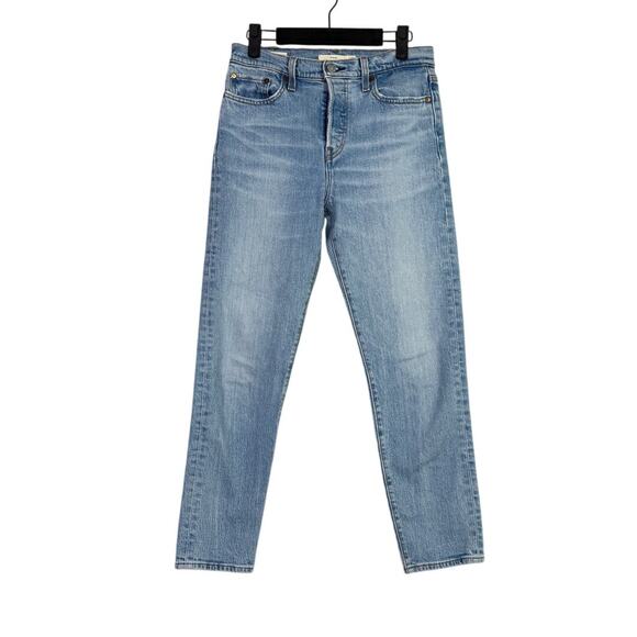 Levi's Wedgie Icon Slim Straight Crop Classic High Rise Distressed Jean 26 Blue - Picture 14 of 16